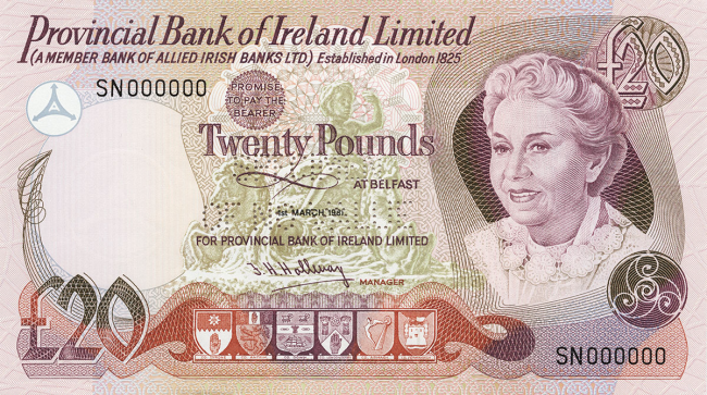 Provincial Bank of Ireland Limited £20 Note